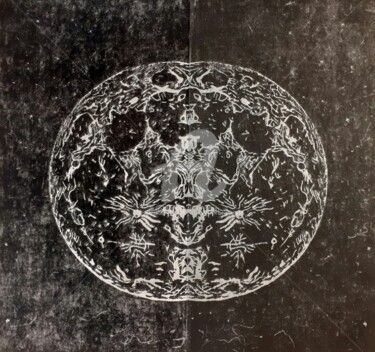 Impressões e gravuras intitulada "Lune en miroir" por San, Obras de arte originais, Xilogravura