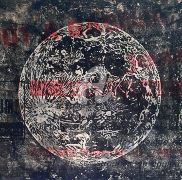 Printmaking titled "Lune" by San, Original Artwork, Xylography