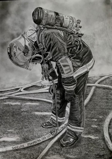 Drawing titled "Mission" by Sandrine Piegay, Original Artwork, Graphite