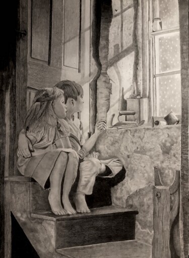 Drawing titled "Magie d hiver" by Sandrine Piegay, Original Artwork, Graphite
