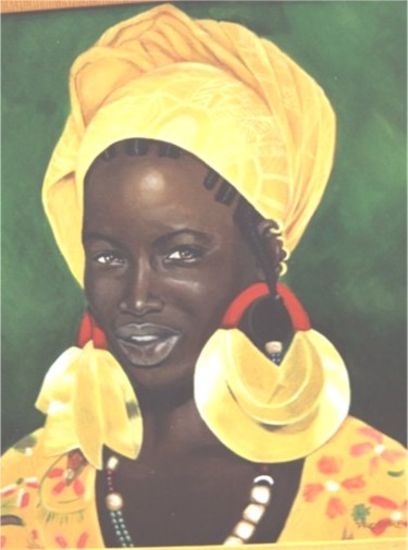 Peinture intitulée "africaine" par Sandrine Proserpine, Œuvre d'art originale