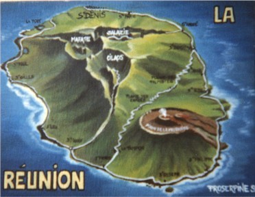 Peinture intitulée "la réunion vue du c…" par Sandrine Proserpine, Œuvre d'art originale