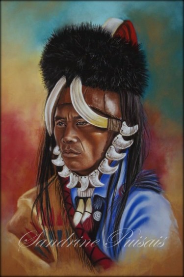 indien Drawing titled "indien" by Sandrine Puisais, Original Art, Pastel