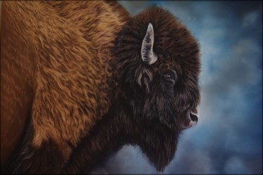 Tekening getiteld "bison" door Sandrine Puisais, Origineel Kunstwerk, Pastel