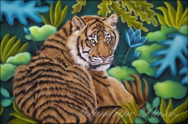 Dessin intitulée "bébé tigre, série p…" par Sandrine Puisais, Œuvre d'art originale, Pastel