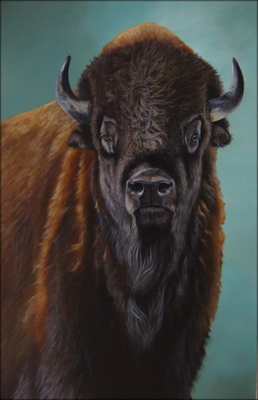 Painting titled "Le bison de Thomas" by Sandrine Puisais, Original Artwork, Acrylic