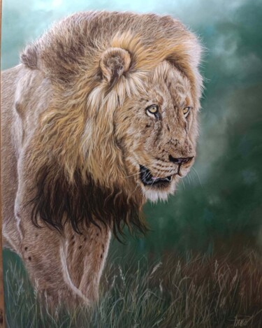 Drawing titled "Le roi cabossé" by Sandrine Puisais, Original Artwork, Pastel