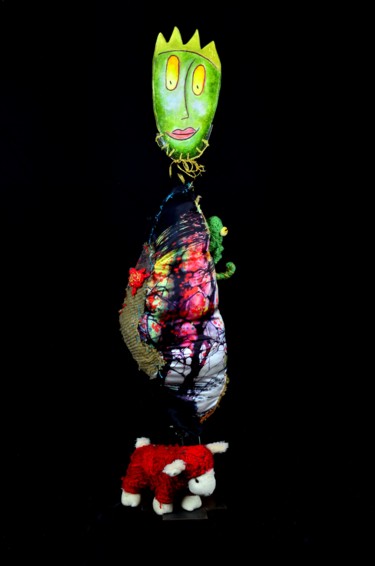 Sculpture titled "Le P'tit Prince 1" by Sandrine Vachon Thiebaut, Original Artwork, Fabric