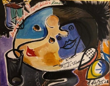 Pintura titulada "A Simone spazio bia…" por Sandro Sabatini, Obra de arte original, Oleo Montado en Bastidor de camilla de m…