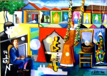 Painting titled "Le vacanze della me…" by Sandro Sabatini, Original Artwork, Oil