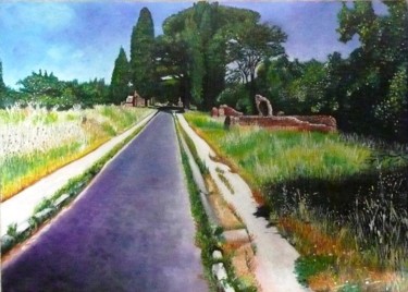 Pintura intitulada "Via Appia Antica" por Sandro Sabatini, Obras de arte originais, Óleo