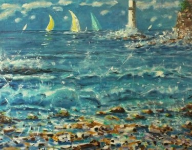 Malerei mit dem Titel "Paesaggio marino." von Sandro Sabatini, Original-Kunstwerk, Öl