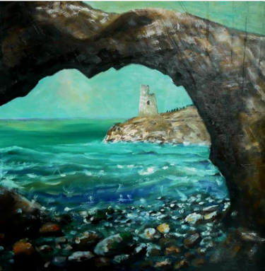 Pittura intitolato "archi a mare" da Sandro Sabatini, Opera d'arte originale, Olio