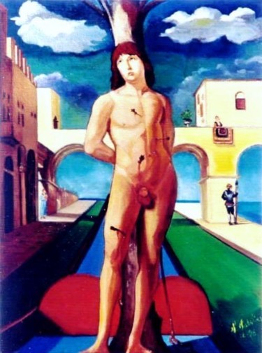 Painting titled "Un S.Sebastiano in…" by Sandro Sabatini, Original Artwork, Oil
