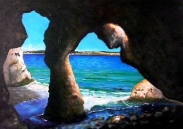 Pittura intitolato "Paesaggio marino" da Sandro Sabatini, Opera d'arte originale, Olio