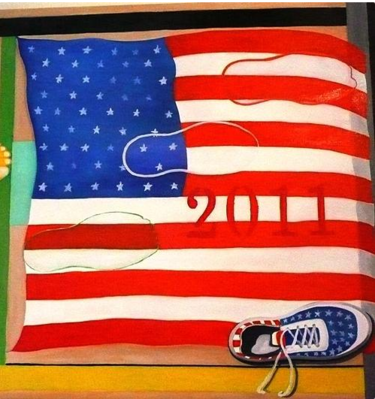 Malerei mit dem Titel "America3" von Sandro Sabatini, Original-Kunstwerk, Emaille