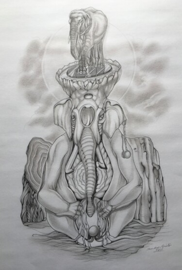 Dessin intitulée "Elephant 2" par Sandro Brito (Sanarts), Œuvre d'art originale, Graphite