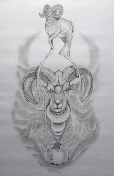 Dessin intitulée "Horns" par Sandro Brito (Sanarts), Œuvre d'art originale, Crayon
