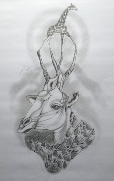 Disegno intitolato "Giraffe" da Sandro Brito (Sanarts), Opera d'arte originale, Matita