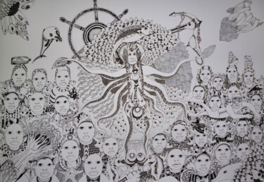Dessin intitulée "Octopus" par Sandro Brito (Sanarts), Œuvre d'art originale, Encre