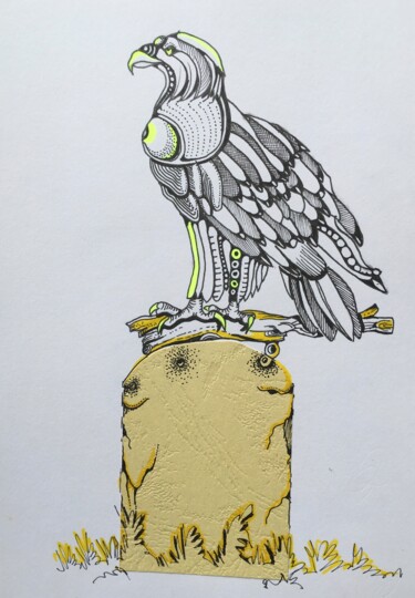 Zeichnungen mit dem Titel "Eagle 2" von Sandro Brito (Sanarts), Original-Kunstwerk, Marker