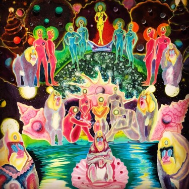 Картина под названием "Ligação espiritual 1" - Sandro Brito (Sanarts), Подлинное произведение искусства, Акварель