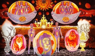 Painting titled "ligação espiritual 4" by Sandro Brito (Sanarts), Original Artwork, Watercolor