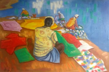 Malarstwo zatytułowany „Lavadeiras” autorstwa Sandro José, Oryginalna praca, Akryl