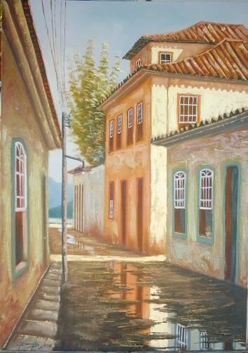 Pintura intitulada "Reflexos de Paraty" por Sandro José Da Silva, Obras de arte originais, Óleo