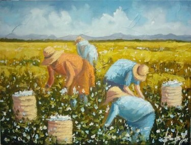Pintura intitulada "colheita de Algodão" por Sandro José Da Silva, Obras de arte originais