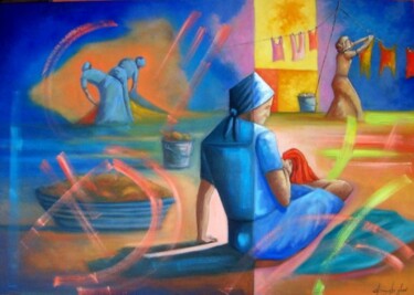 Pintura intitulada "Lavadeiras" por Sandro José Da Silva, Obras de arte originais