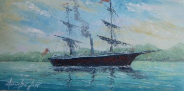 Pintura intitulada "Navio cargueiro" por Sandro José Da Silva, Obras de arte originais, Óleo
