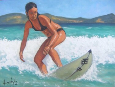 Pintura intitulada "Surf em Cabo Frio" por Sandro José Da Silva, Obras de arte originais