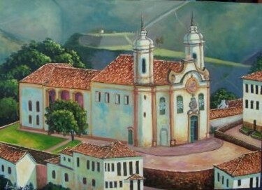 Pintura intitulada "IGREJA DE OURO PRETO" por Sandro José Da Silva, Obras de arte originais