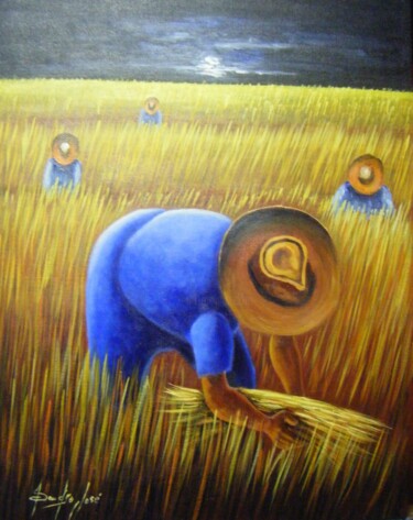Pintura intitulada "Colhedor de trigo" por Sandro José Da Silva, Obras de arte originais, Óleo