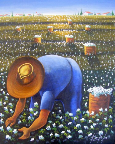Pintura intitulada "Colhedor de algodão" por Sandro José Da Silva, Obras de arte originais, Óleo