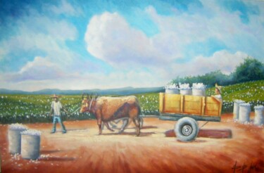 Pintura intitulada "Carro de boi na col…" por Sandro José Da Silva, Obras de arte originais, Óleo