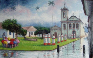 Pintura intitulada "Vida em Paraty 2" por Sandro José Da Silva, Obras de arte originais, Óleo