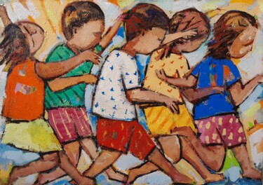Pintura intitulada "Correndo entre as c…" por Sandro Maciel, Obras de arte originais, Acrílico