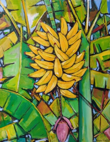 Painting titled "Bananeiras do Brazil" by Sandro Maciel, Original Artwork, Acrylic Mounted on Wood Stretcher frame