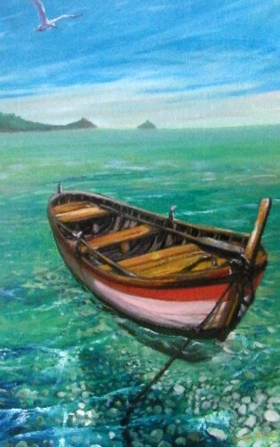 Peinture intitulée "barca in mare,  n.8" par Sandro Mulinacci, Œuvre d'art originale
