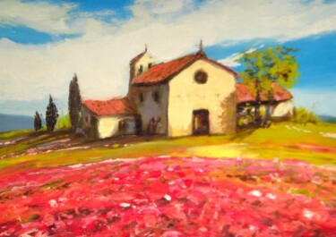 Pittura intitolato "Chiesina di campagna" da Sandro Mulinacci, Opera d'arte originale