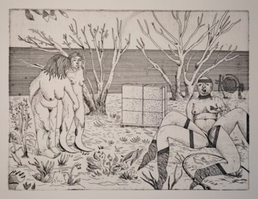 Obrazy i ryciny zatytułowany „Scena de santier” autorstwa Adrian Sandu, Oryginalna praca, Akwaforta