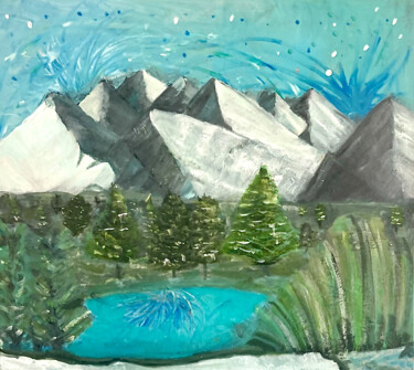 Painting titled "Mountains" by Sandy Madar, Original Artwork, Acrylic