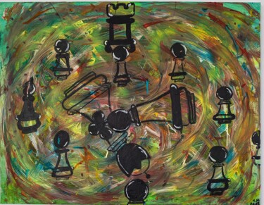 Schilderij getiteld "Checkmate" door Sandy Madar, Origineel Kunstwerk, Acryl