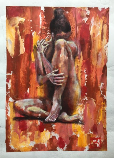 La penseuse de RICHARD Peinture intitulée "La penseuse de RICH…" par Sandrine Richard, Œuvre d'art originale, Acrylique