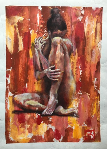 Painting titled "La penseuse de RICH…" by Sandrine Richard, Original Artwork, Acrylic