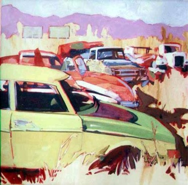 Painting titled "Junkyard Series #7" by Sandy Parsons, Original Artwork