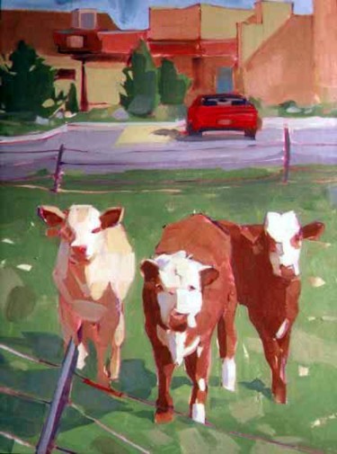 Painting titled "Cow Series #5" by Sandy Parsons, Original Artwork