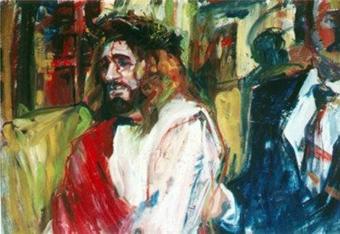 Painting titled "Modern Jesus" by Sandy Parsons, Original Artwork, Oil